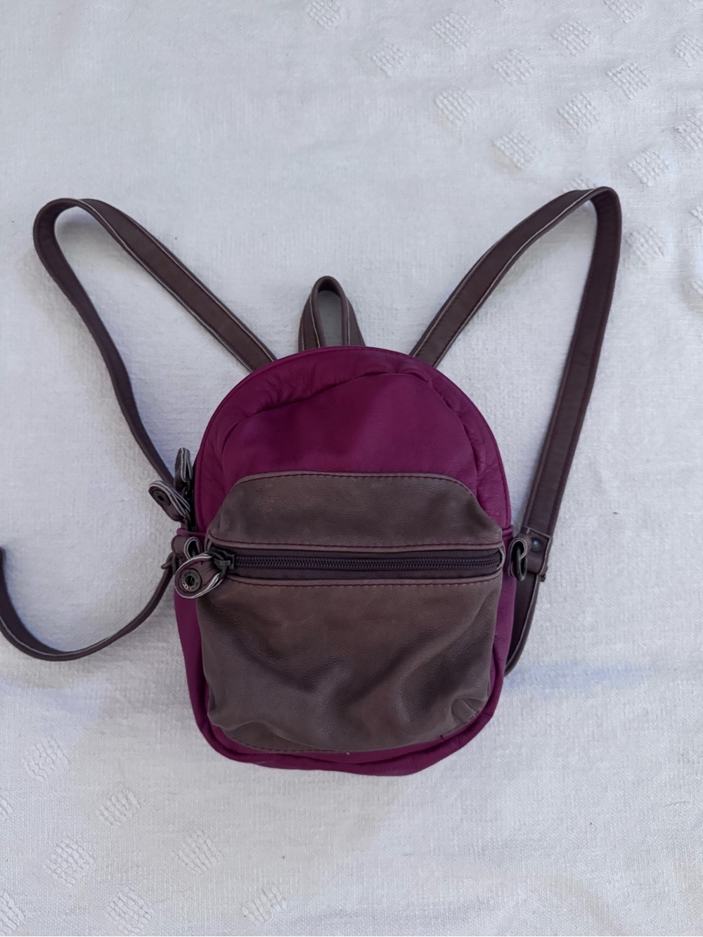 Red Brown Leather backpack purse